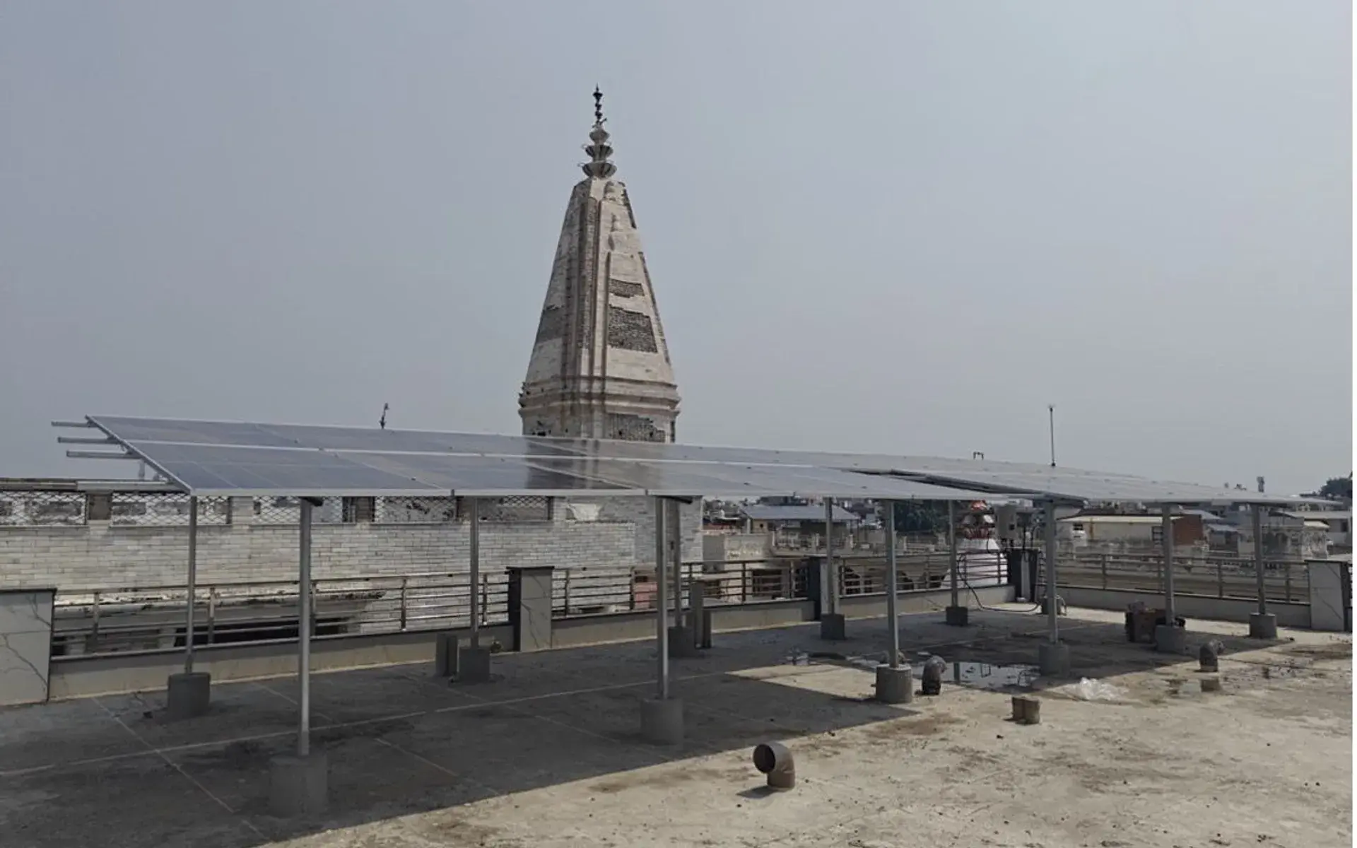 Rooftop solar array at Bai Jee Ashram