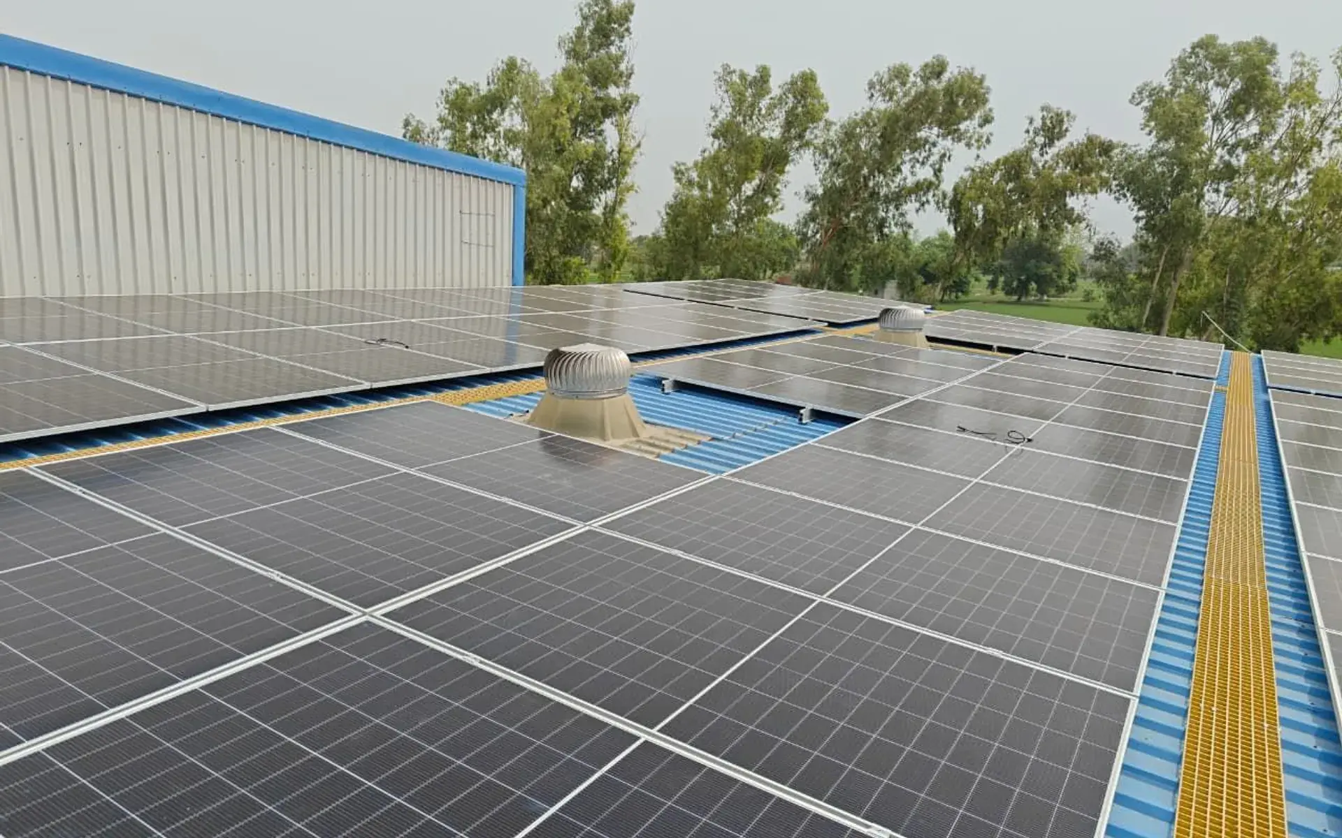 Rooftop solar array at BKM Agro
