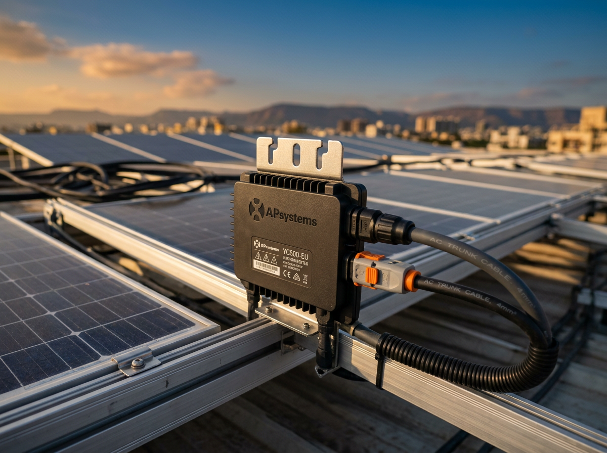 Microinverter mounted on solar panel